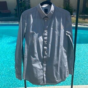 H&M Slim fit easy iron long-sleeve gray dress shirt | Size M